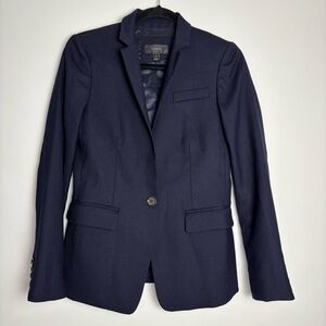 J. Crew Regent Blazer Navy Blue Wool Blend Size 0